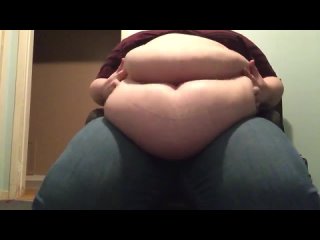 ssbbw belly play in tiny office chair